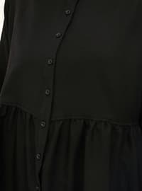 Oversize Button Down Tunic - Black