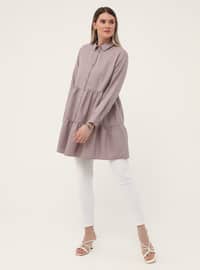 Oversize Button Down Tunic - Dusty Lilac