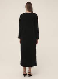 أسود - نسيج غير مبطن - قبة مدورة - - فستان مقاس كبير