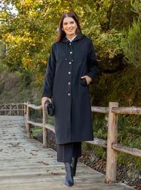 Black - Unlined - Plus Size Overcoat