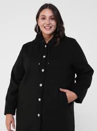 Black - Unlined - Plus Size Overcoat