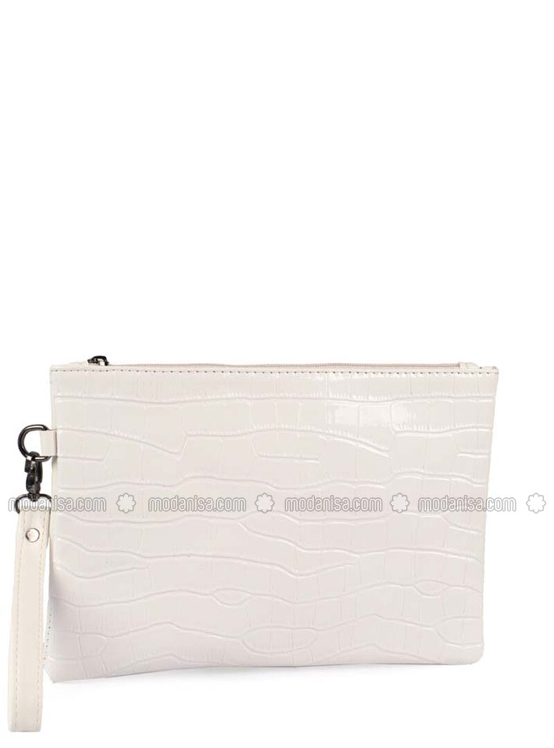 white clutch handbag