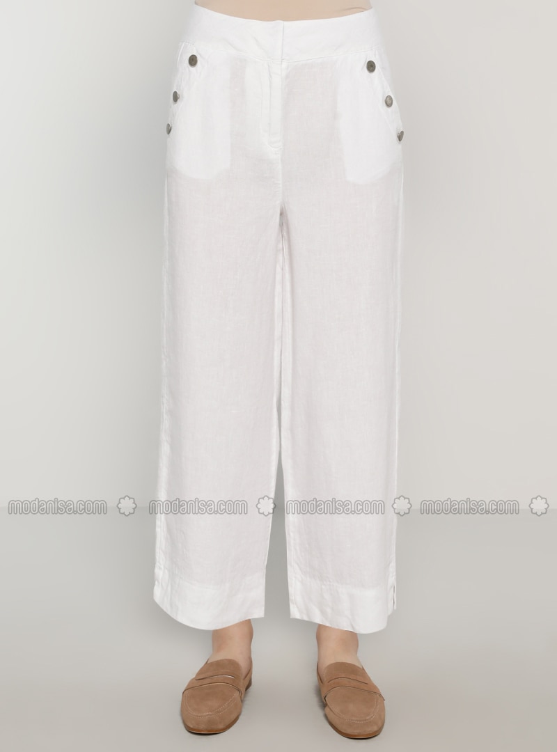 white linen pants