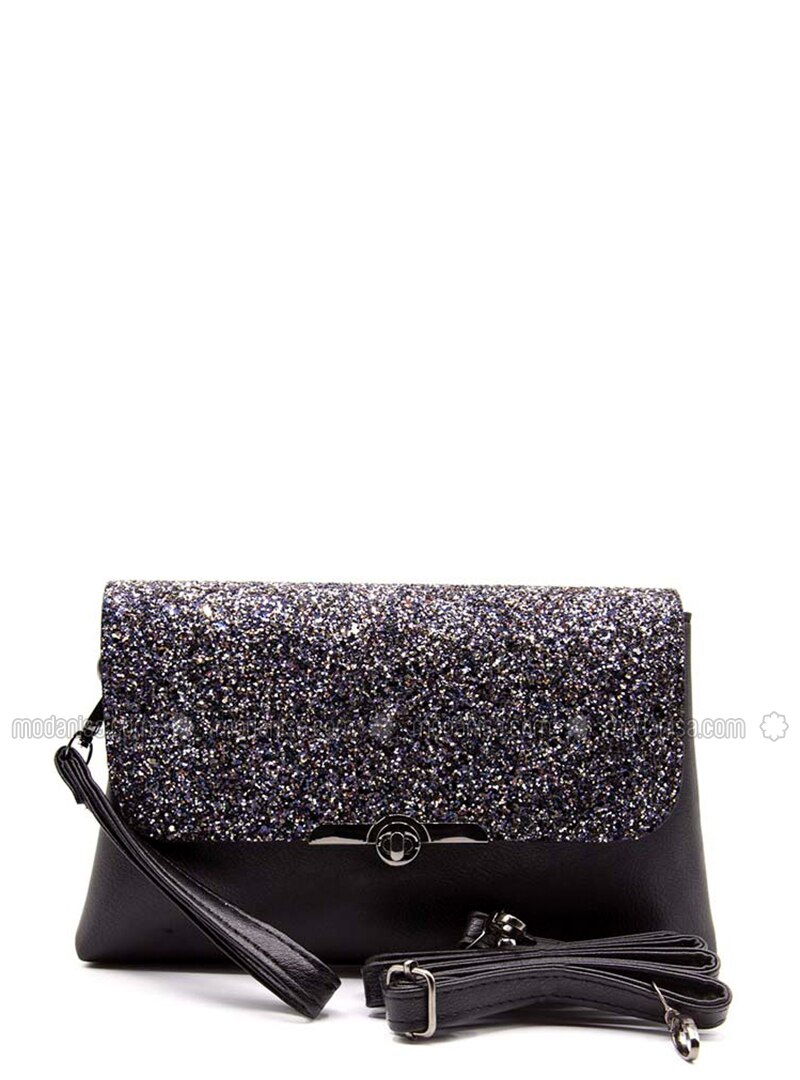 black and silver clutch bag