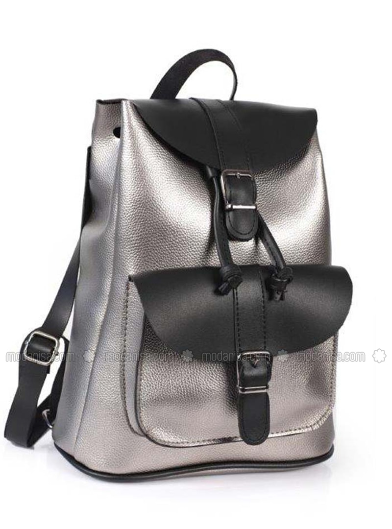 black and silver backpack