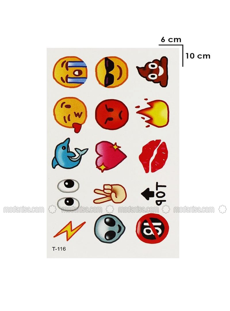 Gecici Emoji Parmak Dovme Tattoo Karisik Renkli