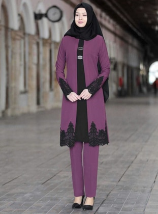 Unlined - Lilac - Crew neck - Evening Suit - Azra Design