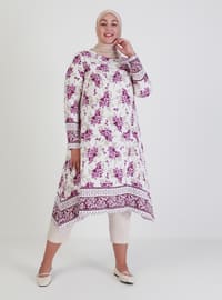 Floral Patterned Viscose Tunic Lilac