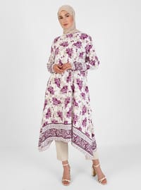 Floral Patterned Viscose Tunic Lilac