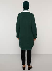 Green - V neck Collar - Acrylic - - Knit Tunics