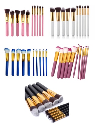Professional 10 Pcs Fiber Makeup Brush Set Foundation Highlighter Concealer Mixed Color
