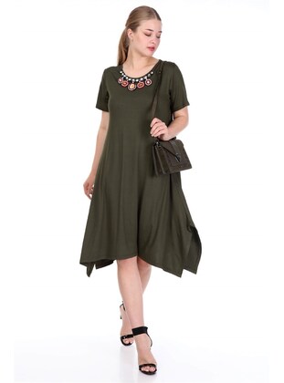 Green - Plus Size Dress - MJORA