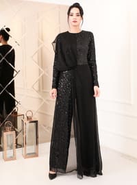 Rana Hijab Evening Dress Jumpsuit Black