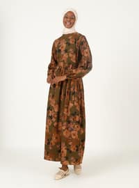Patterned Dress - Khaki