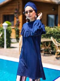4 Piece Burkini Full Covered Swimsuit Navy Blue