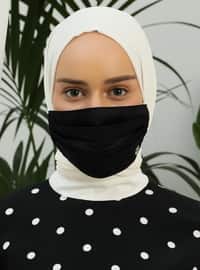 Black - Black - Plain - Cotton - Mask