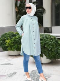 Button Down Tunic With Side Pockets