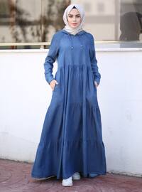 Blue - Unlined - Denim -  Lyocell - Dress