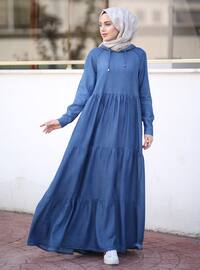 Blue - Unlined - Denim -  Lyocell - Dress