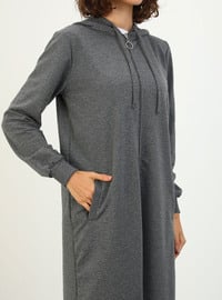 Zippered Long Sports Cape Anthracite Coat