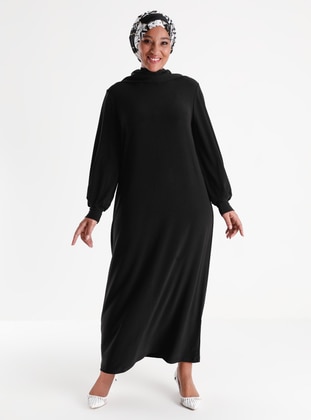 Oversize Basic Casual Dress - Black - Alia