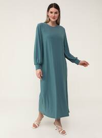 Oversize Basic Casual Dress - Oil Green