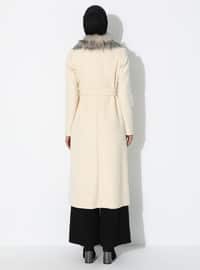 White - Ecru - Fully Lined - Shawl Collar - Nylon - - Coat