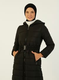 Quilted Puffer Coat Black With Full Length Zipper