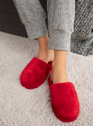 Sandal - Red - Home Shoes - Pembe Potin