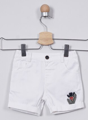  - Unlined - White - Baby Shorts
