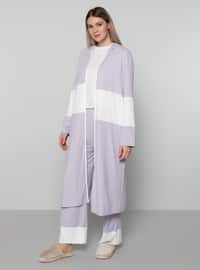 White - Lilac - Unlined - Plus Size Coat