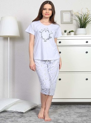 Gray - Pyjama Set - VIENETTA
