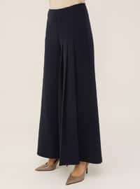 Pleat Detailed Trousers Skirt - Navy Blue