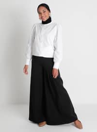 Pleat Detailed Trousers Skirt - Black - Woman
