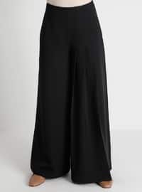 Pleat Detailed Trousers Skirt - Black - Woman