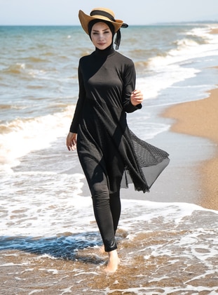 Black - Unlined - Fully Covered Swimsuits - Marina Mayo