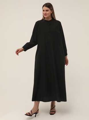 Oversize Pocket Detailed Oversize Dress - Black - Alia