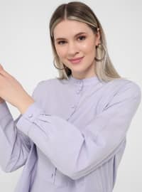 Oversize Button Detailed Oversize Tunic- Dusty Lilac