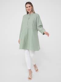 Oversize Button Detailed Oversize Tunic- Oil Green