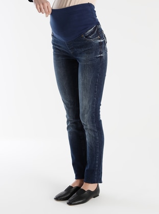 Navy Blue - Cotton - Unlined - Maternity Pants - Gaiamom