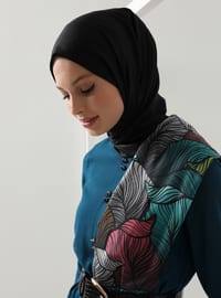 Viscose Tunic With Button Detail Petrol Blue
