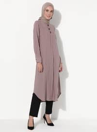 Button Detailed Viscose Tunic Mink