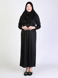Black - Unlined - Lined Collar - Plus Size Dress