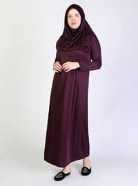Plum - Unlined - Lined Collar - Plus Size Dress