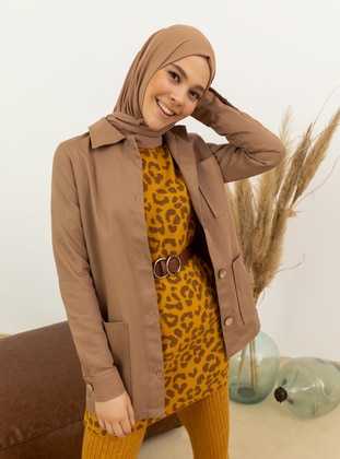 Mustard - Leopard - Unlined - Knit Tunics - Por La Cara