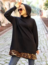 Black - Leopard - - Tunic