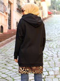 Black - Leopard - - Tunic