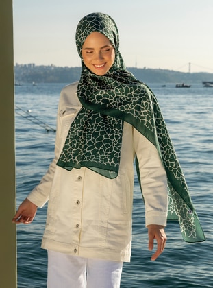Multi - Green - Printed - Shawl - Tuva Şal