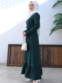 Volan Modest Dress Emerald Green
