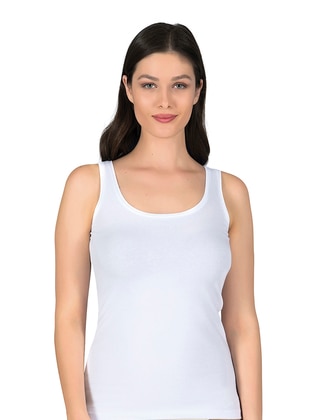Combed Cotton Lycra Thick Straps Tank Top White